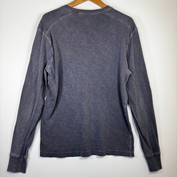 J.Crew Men's Gray Garment Dyed Long Sleeve Henley Shirt Medium Made in USA - Picture 3 of 10